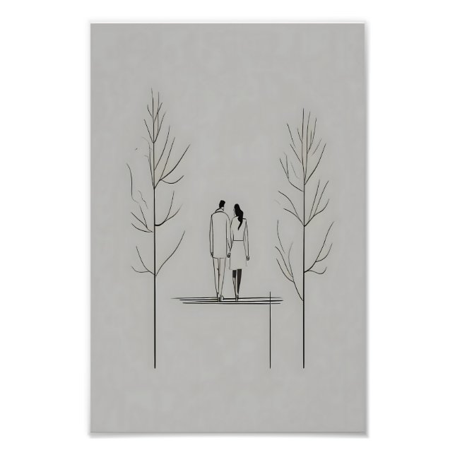 Minimalist Couple Modern Line Art Photo Print (Front)