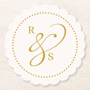 Minimalist Couple Monogram Paper Coaster