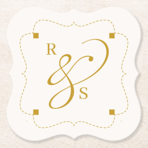 Minimalist Couple Monogram  Paper Coaster