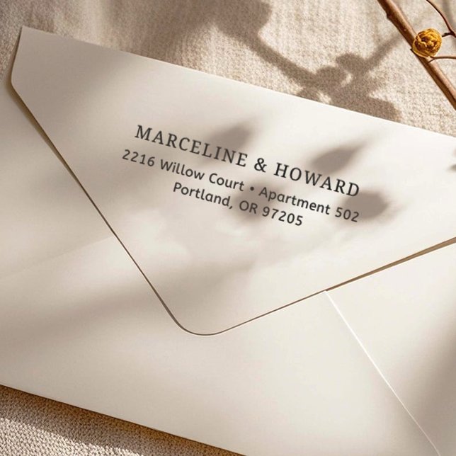 Minimalist Couple Return Address Rubber Stamp (Creator Uploaded)