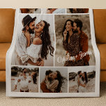 Minimalist Couple's 8 Photo Collage & Text Gift Fleece Blanket<br><div class="desc">Custom couples photo collage blanket with editable names and white border is a romantic and personal gift perfect for anniversaries, weddings, or Valentine's Day. This elegant design features nine photo slots arranged in a balanced grid layout, ideal for showcasing your favourite memories—from engagement shoots to spontaneous, joy-filled moments. The modern...</div>