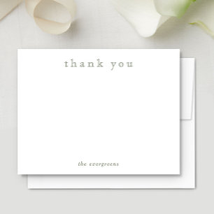 Minimalist Couples Family Olive Green Thank You  Card