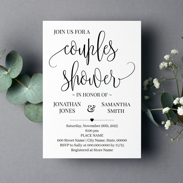 Minimalist Couples Shower Wedding Simple Modern Invitation (Creator Uploaded)