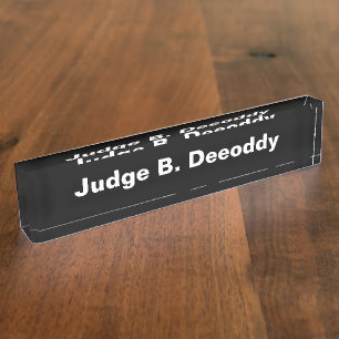 Minimalist Court Judge Black Acrylic Nameplate