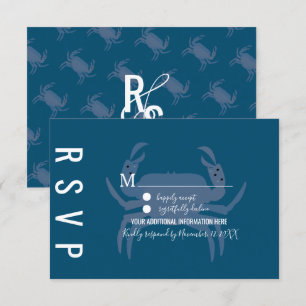 Minimalist Crab Typography Wedding RSVP Invitation