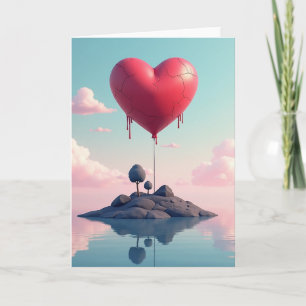 Minimalist Cracked Heart Balloon Card