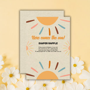 Minimalist Craft Here Comes The Son Baby Shower Enclosure Card