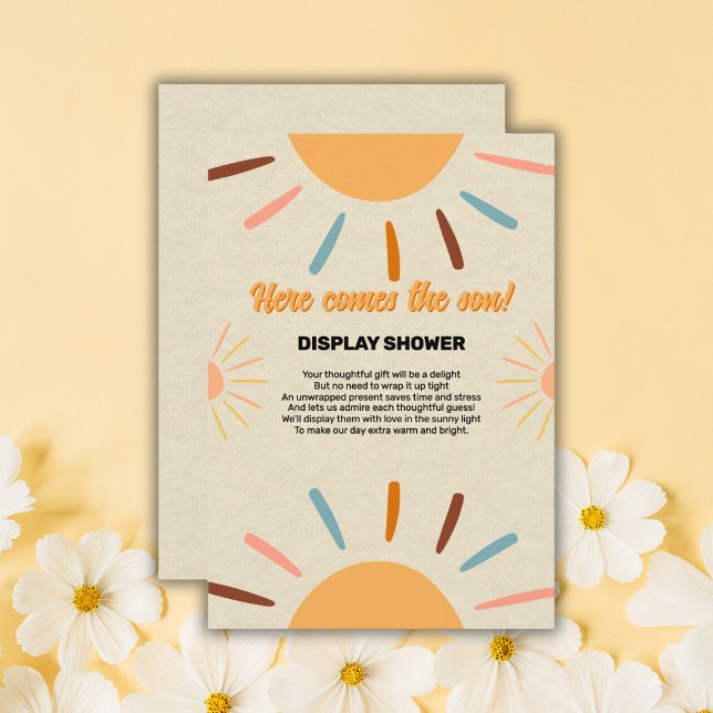 Minimalist Craft Here Comes The Son Baby Shower Enclosure Card (Creator Uploaded)