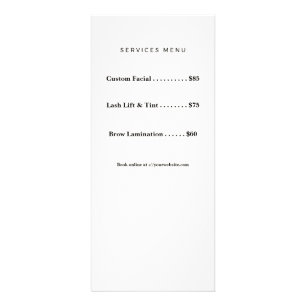 Minimalist Cream Aesthetician Price List Aftercare Rack Card