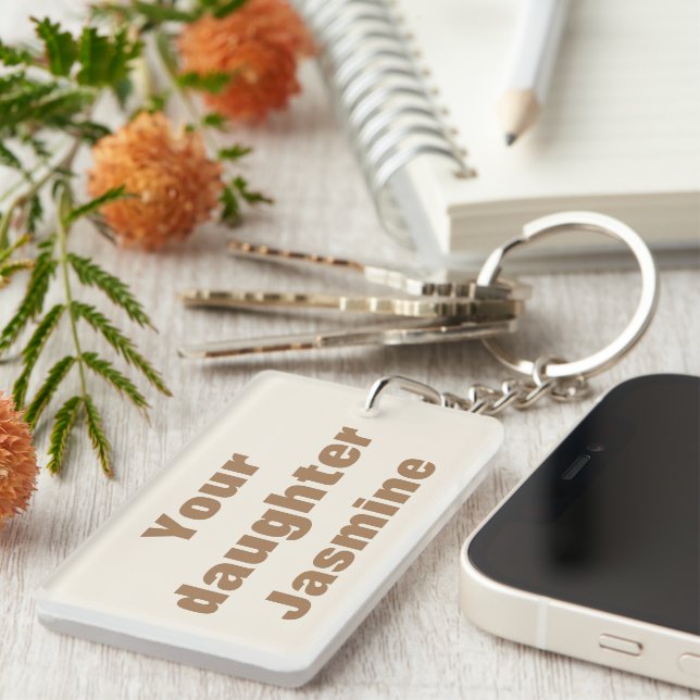 Minimalist Cream Coloured Visitor's ID Keychain (Front Right)