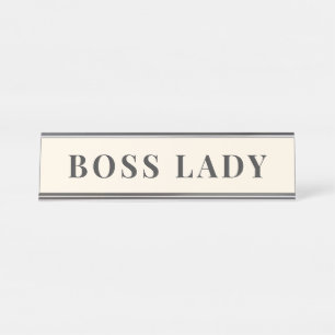 	Minimalist Cream Ivory Boss Lady Office Custom Desk Name Plate