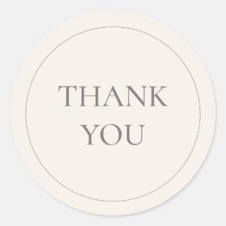 Minimalist Cream Ivory Thank You Classic Round Sticker