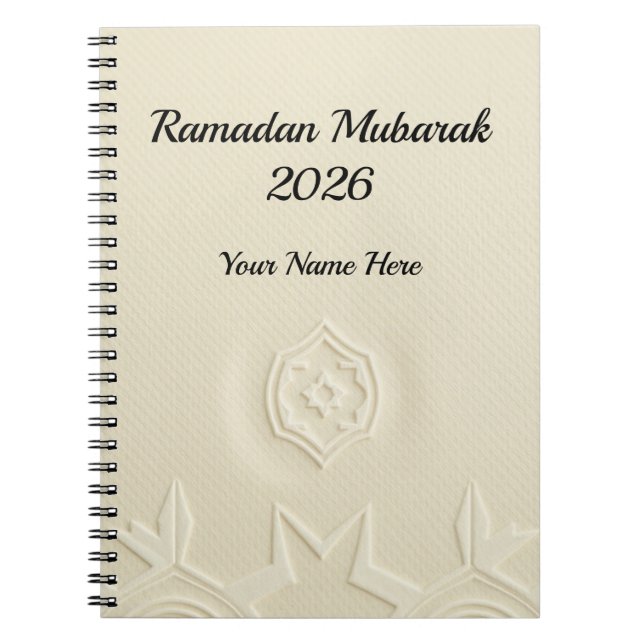 Minimalist Cream Linen Texture Ramadan Notebook (Front)