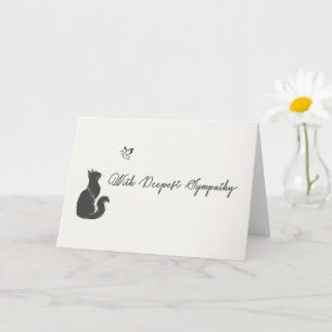 Minimalist Cream Loss of Cat With Deepest Sympathy Card