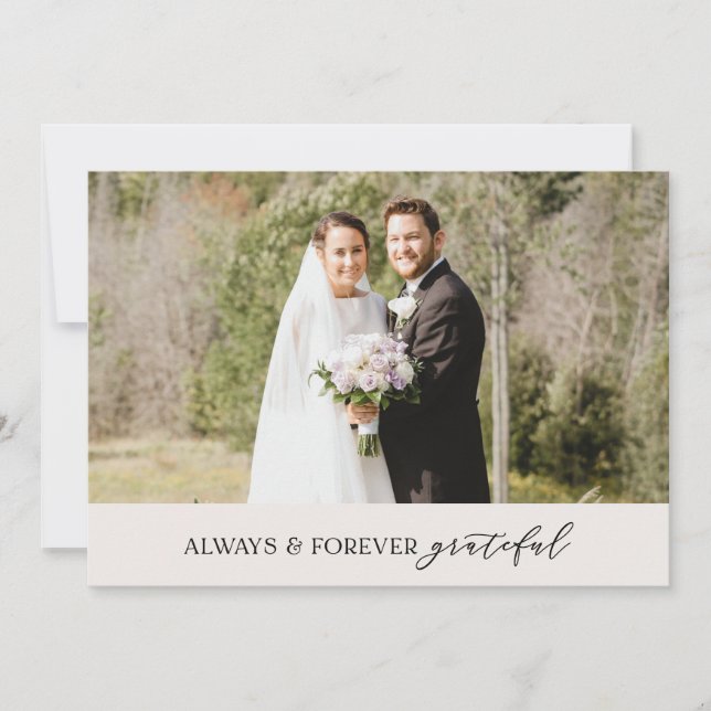 Minimalist Cream Wedding Always and Forever Thank You Card (Front)