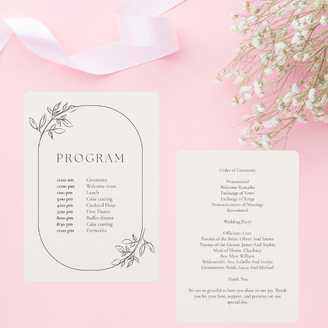 Minimalist Cream Wedding Itinerary Program (Creator Uploaded)