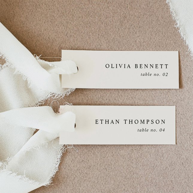 Minimalist Cream Wedding Name Place Cards (Creator Uploaded)