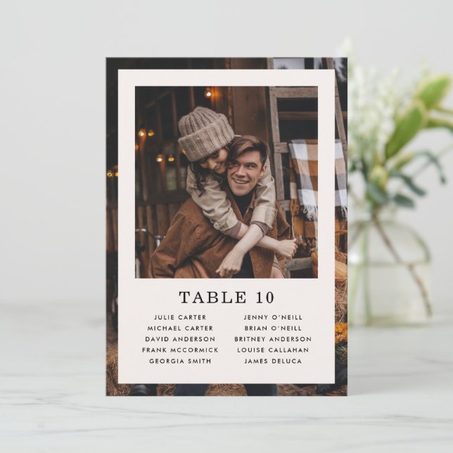 Minimalist Cream Wedding Seat Chart Flat Card (Standing Front)