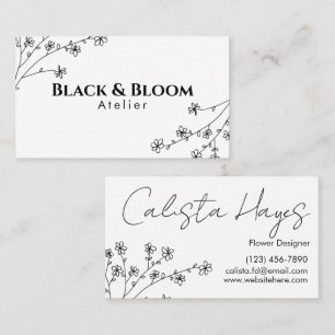 Minimalist Creative Elegant Floral Delicate Black Business Card