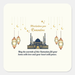 Minimalist Crescent Moon Ramadan Blessings Square Sticker