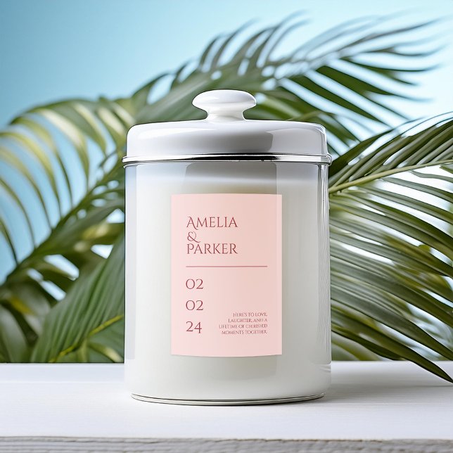 Minimalist Crimson Red Wedding Candle Label (Creator Uploaded)