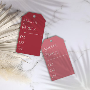 Minimalist Crimson Red Wedding Gift Tags