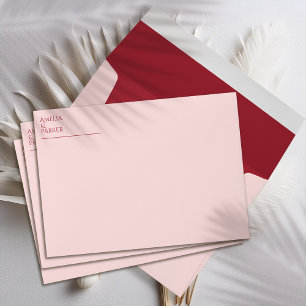Minimalist Crimson Red Wedding Invitation Envelope