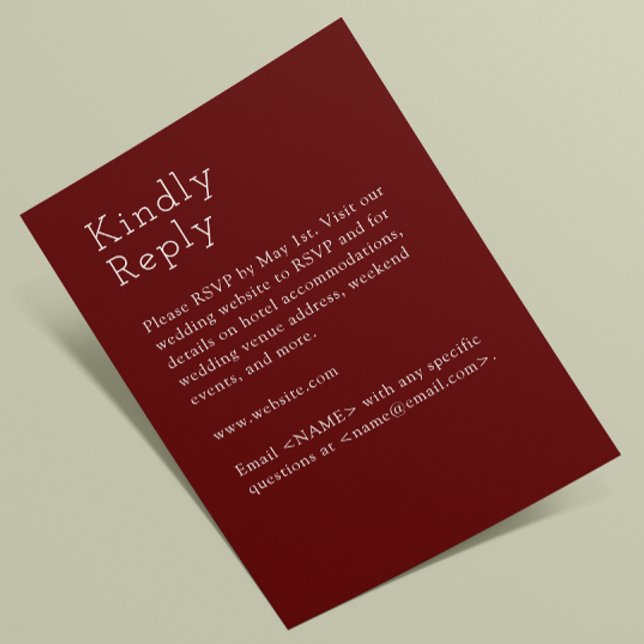Minimalist Crimson Red Wedding RSVP Card (Creator Uploaded)