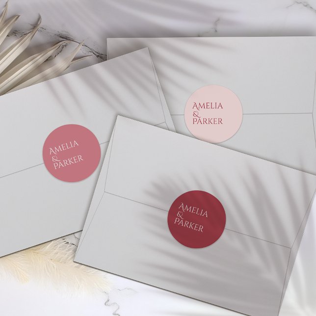 Minimalist Crimson Red Wedding Sticker Label (Creator Uploaded)