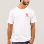 Minimalist Croatian Emblem T-Shirt<br><div class="desc">A minimalistic design featuring the coat of arms of Croatia in an oval-shaped red frame in the upper left corner. Recommended colours: white and all dark colours (because white parts of the coat of arms image will be transparent on other lighter colours and will not look like an actual emblem)....</div>