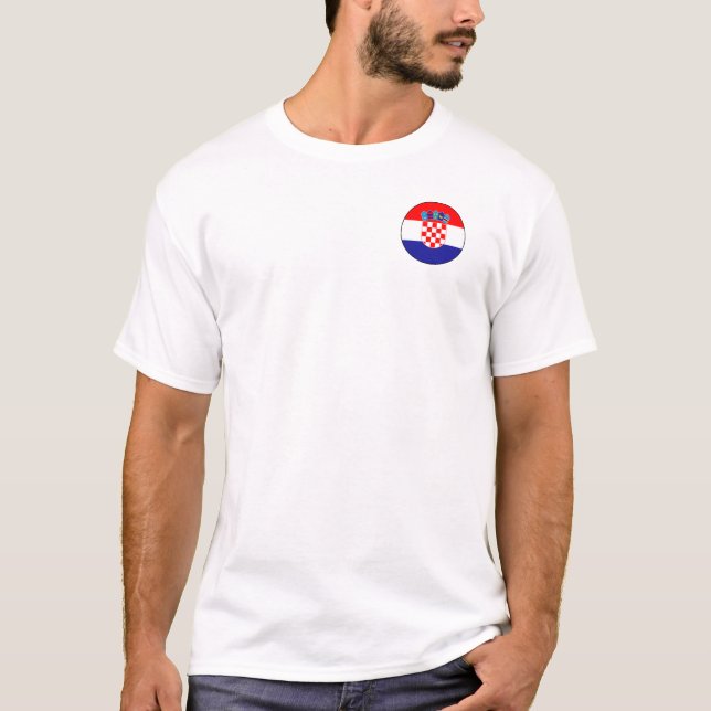 Minimalist Croatian Flag Round Icon T-Shirt (Front)
