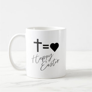 Minimalist Cross and Heart Design Easter Coffee Mug