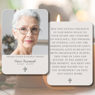 Minimalist Cross Funeral Photo Prayer Card