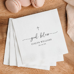 Minimalist Cross Personalised Baptism Napkin