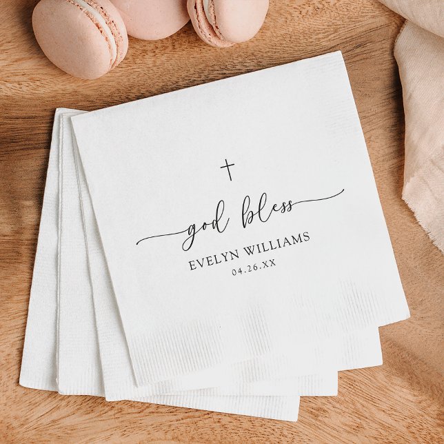 Minimalist Cross Personalised Baptism Napkin (Creator Uploaded)