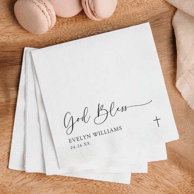 Minimalist Cross Personalised Baptism Napkin (Creator Uploaded)