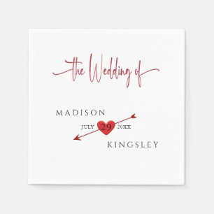 Minimalist Cupid Arrow Heart Floral Budget Wedding Napkin