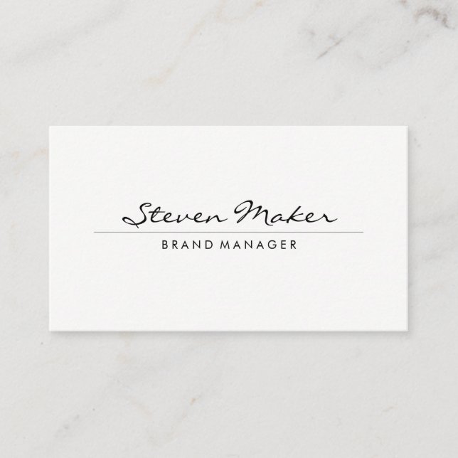 Minimalist Cursive Font Business Card (Front)