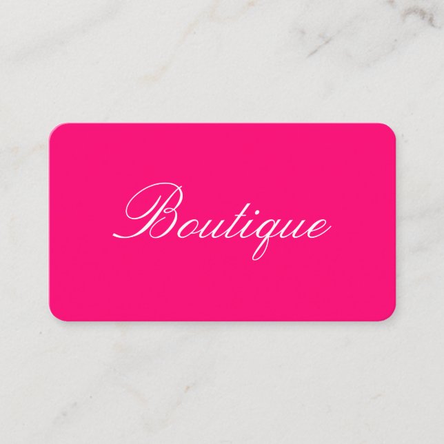 Minimalist Cursive Text Hot Pink Black Business Card (Front)