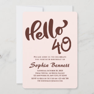 Minimalist Custom 40th Birthday Invitation
