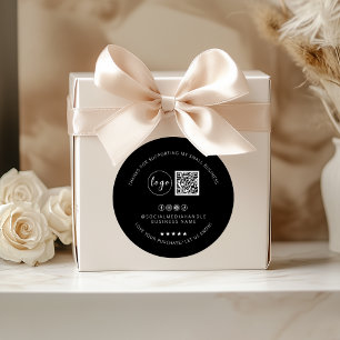 Minimalist Custom Black Thank You Sticker 