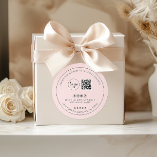 Minimalist Custom Blush Pink Thank You Sticker