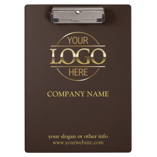 Minimalist Custom Brown Company Business Logo Clipboard (Front)