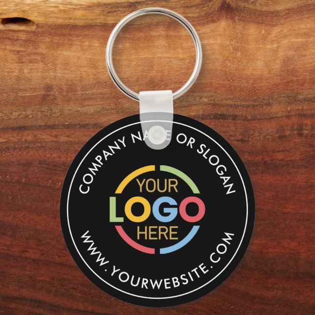 Minimalist Custom Busines Logo Promotional Black Key Ring (Back)