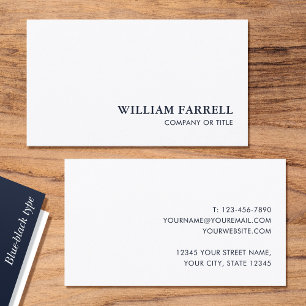 Minimalist Custom Business Card Blue-Black White