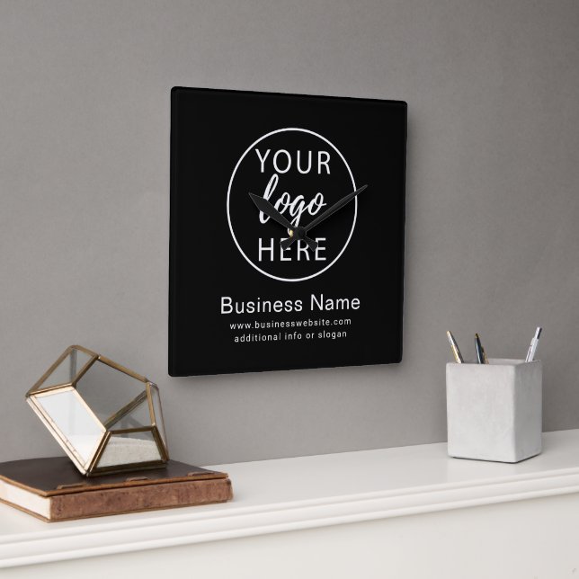 Minimalist Custom Business Logo  Square Wall Clock (Office)