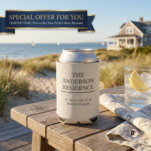 Minimalist Custom Coordinates Vacation Home Family Can Cooler
