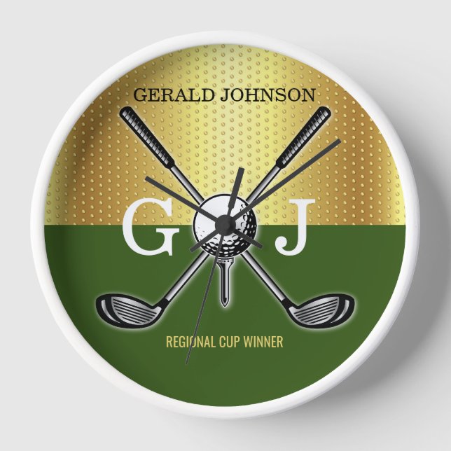 Minimalist Custom Elegant Golf Monogram Clock (Front)