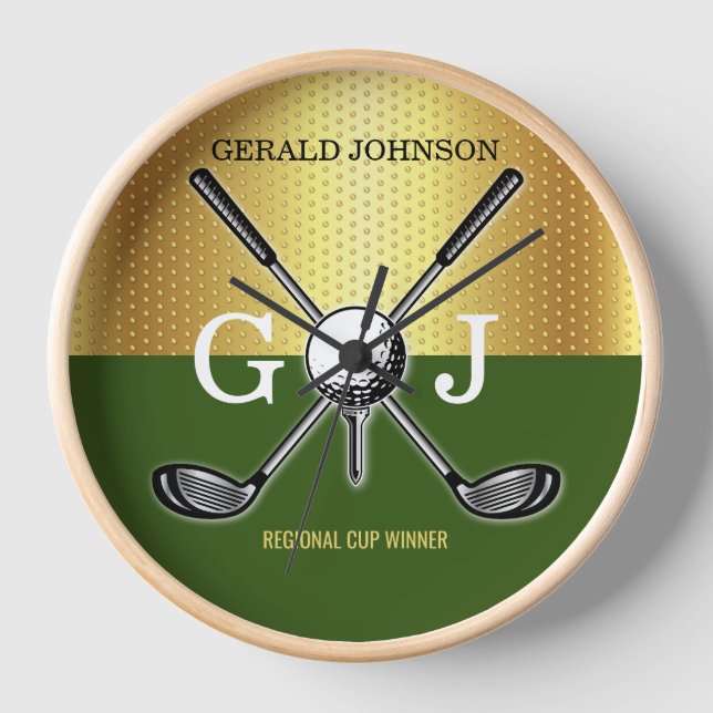 Minimalist Custom Elegant Golf Monogram Clock (Front)