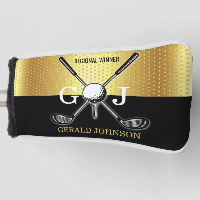Minimalist Custom Elegant Golf Monogram Design Golf Head Cover (Front)